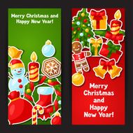 Merry Christmas and Happy New Year sticker banners
