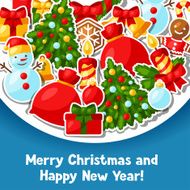 Merry Christmas and Happy New Year sticker invitation card N4