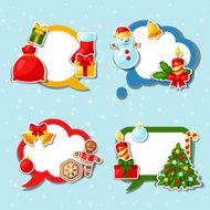 Merry Christmas and Happy New Year sticker speech bubbles