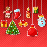 Merry Christmas and Happy New Year sticker invitation card N5