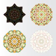 Set of colorful vector shapes square design patterns isolated on