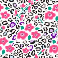 Animal flower seamless pattern Leopard skin and flowers background N2