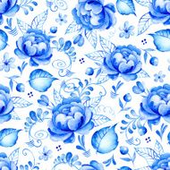 Abstract watercolor floral seamless pattern with folk art flowers