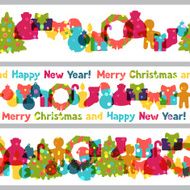 Merry Christmas and Happy New Year seamless borders