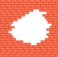 Red crashed brick wall texture background Vector illustration