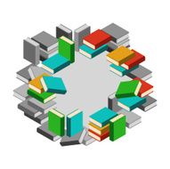 Round set of books in color and gray scale N2