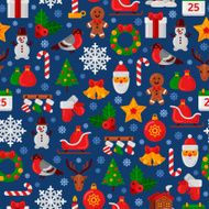 Seamless Pattern with Christmas Flat Icons N3