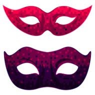 Vector carnival mask set with abstract ombre pixel art background N2