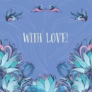 Decorative Vector Card with Lotus Flowers