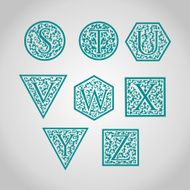 Set of Logo designs Artistically Drawn Stylized Vintage Floral