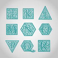 Set of Logo designs Artistically Drawn Stylized Vintage Floral N2