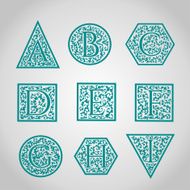 Set of Logo designs Artistically Drawn Stylized Vintage Floral N3