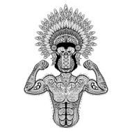 Zentangle stylized strong Monkey like Bodybuilder with war bonne