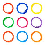 Watercolor round design elements on white