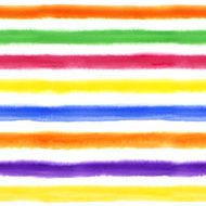 Watercolor colored seamless pattern with stripes on white