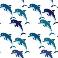 Seamless pattern with dolphins on a white background