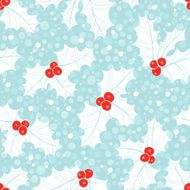 Seamless pattern with holly Christmas background