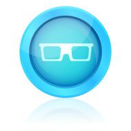 Blue shiny glasses icon with reflection