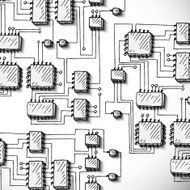 Printed circuit board hand drawn