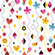 cute characters happy seamless pattern