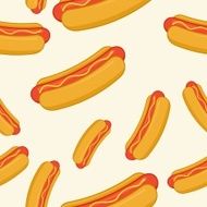 Hot-Dog seamless pattern Vector Illustration