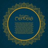 Golden mandala pattern design template Vintage ethnic background frame N7
