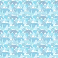 Winter nordic geometric digital mountain landscape seamless pattern - Illustration