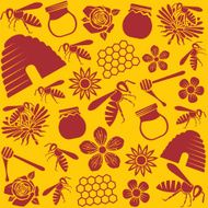 bee and honey icons seamless pattern