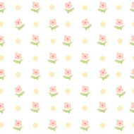 watercolor flowers and dots seamless vector pattern