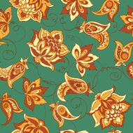 Floral Paisley Pattern Seamless Asian Textile Background