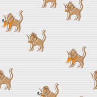 Cute Hipster Cats Seamless Pattern Pets Retro Background