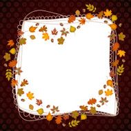 Heart frame shaped autumn leaves