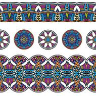 Colored ethnic tribal border seamless pattern