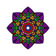 Acid color aztec mandala hand drawn illustration