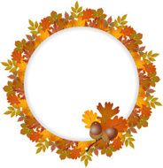 Autumn leaves round frame