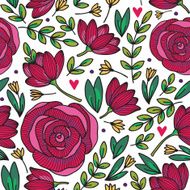 Elegant seamless pattern with pink flowers