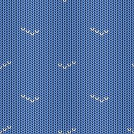 Knitted seamless pattern in blue and white colors&ndash; Illustration