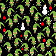 Elf Santas helper seamless background Feast of texture Snowman