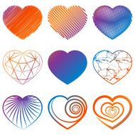 Set of heart shapes icons Vector