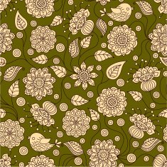 Green and off white seamless floral pattern N2
