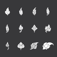 Thai Motifs Leafs Icons - White Series