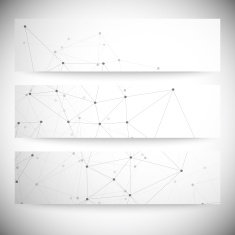 Set of horizontal banners Molecule structure gray background for communication N6