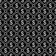 Black and White Dollar Sign Pattern Repeat Background