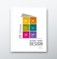 annual report colorful building graphic design