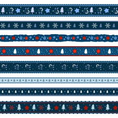 Christmas ribbon decoration patterns set