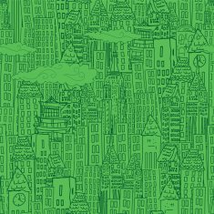 Cute Cartoon City - Seamless Pattern N4