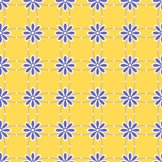 Yellow And Blue Retro Floral Background Pattern