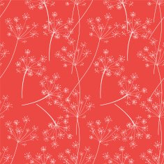 Red And White Retro Queen Annes Lace Floral Background Pattern