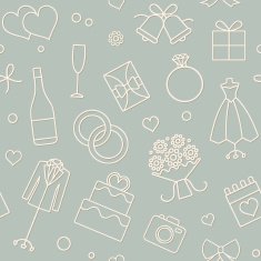 Wedding related vector seamless pattern background 2