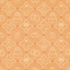 Vintage wedding related seamless pattern on paper textured background 1